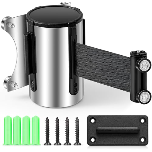 Barrière rétractable magnétique murale en acier noir pour stade