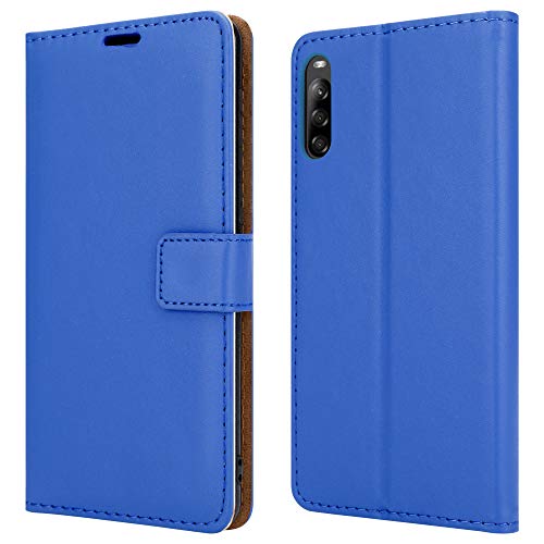 For Sony Xperia L4 Leather Phone Case, Magnetic Closure Full Protection Book Design, Wallet Case Cover Flip With [Card Slots] and [Kickstand] With [Screen Protector] For Sony Xperia L4 (6.2") - Blue
