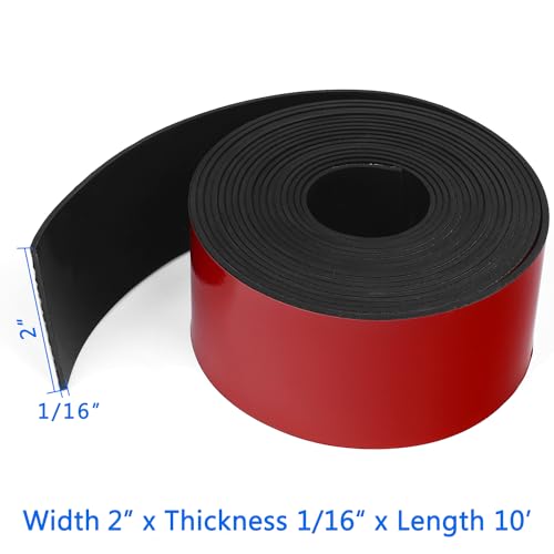 Image of WochiTV Adhesive Solid Rubber Strips, 2 inch Wide x 1 /16 inch Thick x 120 inch Long Self Stick Black Neoprene Rubber Rolls Perfect for DIY Insulation Cushion Gasket, Sealing, Liner, Weather Striping