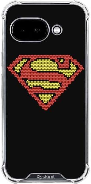 Skinit Clear Phone Case Compatible with Google Pixel 9a - Officially Licensed DC Comics Superman Comic Pattern Logo in Red Design