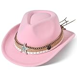 Willheoy Kids Cowboy Hat for Boys Girls Western Cowgirl Hat with Buckle Belt Wide Brim Fedora Hat Dress Up...