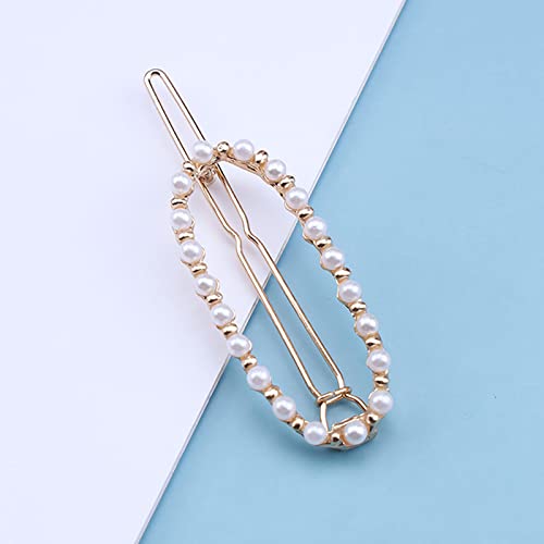 Andelaisi Boho Pearl Oval Circle Hair Clip Circle Pearl Hairpin Clip Vintage Hollow Hair Barrette Clip Minimalist Geometric Head Clip Accessory For Women And Girls Headdress #TOP1