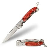MOANATURA Navaja Pequeña Mango Madera. Cuchillo Plegable de Bolsillo o Llavero, Navajas Montaña, Campo, Supervivencia, Caza, Pesca, Setas, Senderismo, Camping o en tu Caravana. (Modelo 1)