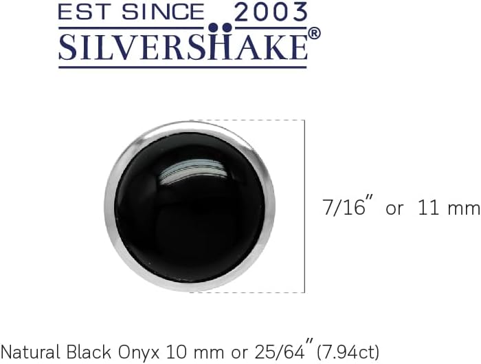 Silvershake 10mm Genuine Round Shape Black Onyx White Gold Plated 925 Sterling Silver Stud Post Earrings - Image 2