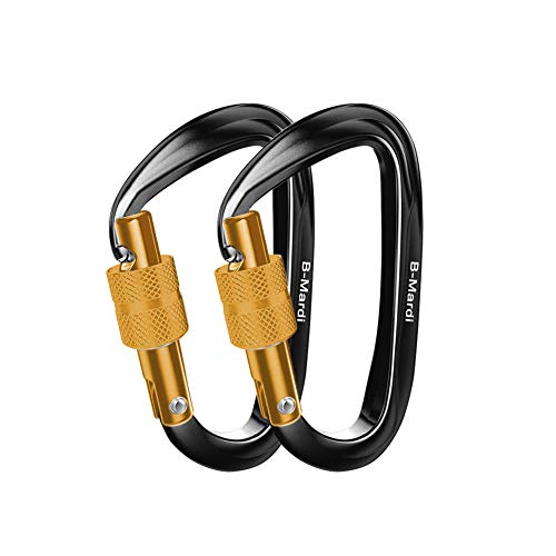 B-Mardi Ultra Sturdy Locking Carabiner Clips,2 Pack,Certified 12KN (2697 lbs) Heavy Duty Caribeaners