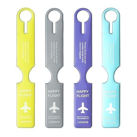 Happy Flight Luggage Tags, 4 Pack, Waterproof Travel ID Labels, 25 cm, Multi-Colour-image-16