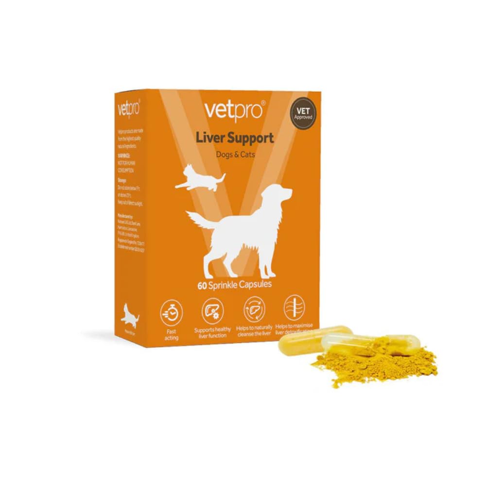 Vetpro Liver Support Supplement Sprinkle Capsules for Cats & Dogs | 60 Sprinkle Capsules | Vet Approved | Supports Healthy Liver Function | Fast Acting