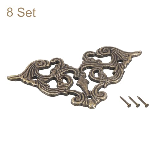 Image of uxcell Metal Corner Protector, Furniture Decorative Edge Cover, Album Corner Protectors Covers for Box Wooden Case Table Desk, 8 Pcs, Bronze
