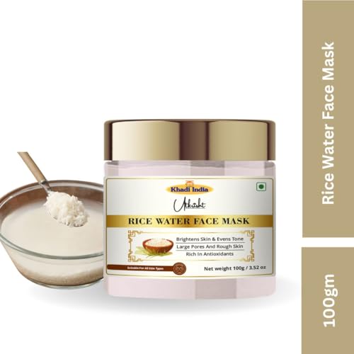 Image of Utkristh Khadi Rice Water Face Mask 100 gm | Pure & Ayurvedic | For Pigmentation, Dark Spots & Wrinkles & Fine Lines | Deep Cleansing for Glowing Skin | All Skin Types | Face Mask for Men & Women