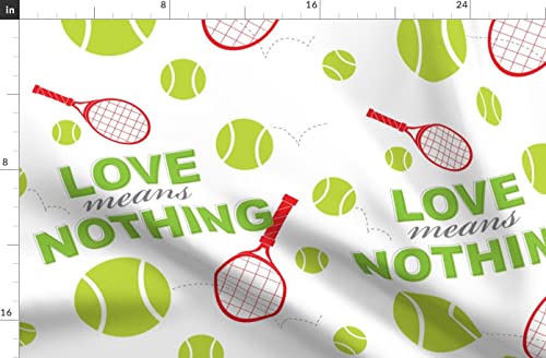 Spoonflower Fabric - Love Green Tennis Balls Sports Red Printed On Fleece Fabric By The Yard - Sewing Blankets Loungewear And No-Sew Projects #TOP1