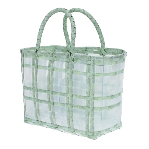 MUELODSIC Panier Cabas Tissé Décontracté en Plastique, Poignée Confortable