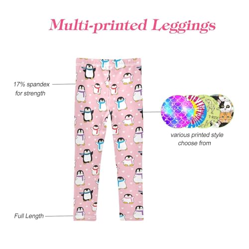CaTaKu Girls Leggings Cute Penguin Heart Leggings for Girls Kids Athletic Workout Yoga Pants Size 4-10T4