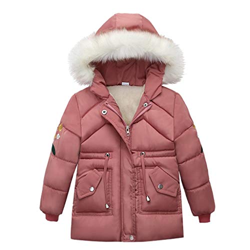 Amaone Kids Outwear for 2-7 Years Boy Girls Solid Color Winter Warm Thick Hoodie Parka Coats Toddler Infant Baby Kids Zip Jacket Outwear with Fur Hood