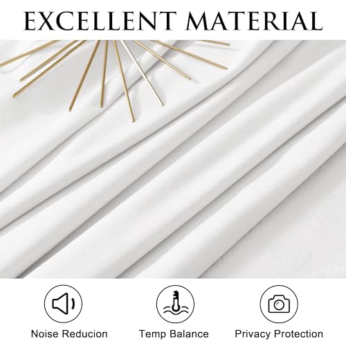 Image of StangH Bleach White Velvet Curtains 90 Inches Long for Master Bedroom, Luxury Soft Creamy Drapes, Thermal Insulated Privacy Window Panels, W52 x L90, 2 Panels