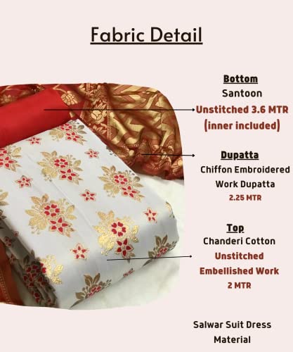 Image of EthnicJunction Women's Banarasi Silk Unstitched Salwar Suit Dress Material with Dupatta