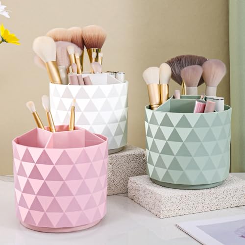 Nwvuop Make up Organizer 360° Drehbar Make Up Pinselhalter Kosmetikpinsel Aufbewahrung Kosmetik Organizer für Zimmer Decor Schminktisch, Schlafzimmer(Rosa)
