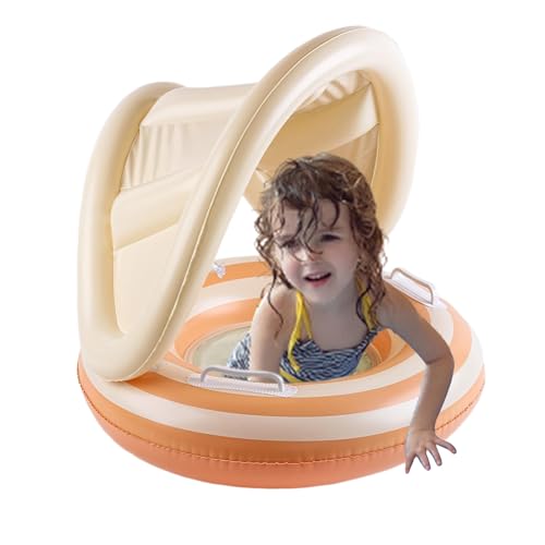 Flotador Para Niños - Anillo Flotador Para Niños - Entrenador De Natación Ajustable Con Capucha De Protección Solar Para Niños Pequeños Para Diversión En El Agua Y Actividades Al Aire Libre De Verano