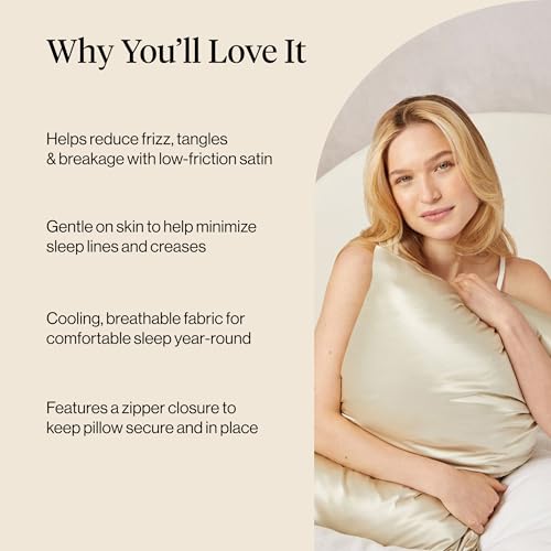 Image of Kitsch Satin Pillowcase with Zipper - Standard Size, Sage | Softer Than Silk Pillow Cases, Smooth Cooling Satin Pillow Case for Hair and Skin, Wrinkle-Free, Machine Washable