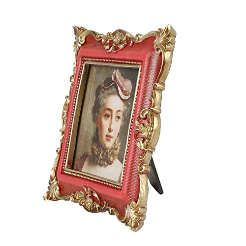 4X4 Inch Vintage Picture Frame, Art Deco, Antique Red Photo Frame, Photo Display, Small Size Tabletop ,Gift Ideas #TOP1