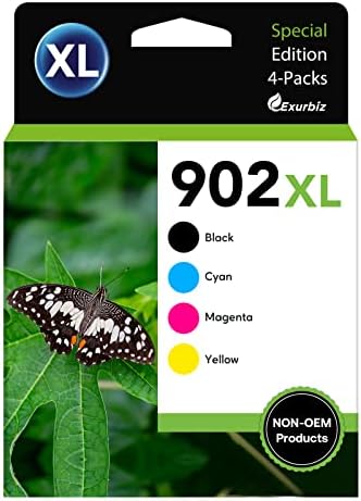 902XL Compatible Ink Cartridge Replacement for HP 902 XL with Officejet Pro 6978 6960 6962 6968 6954 6958 6950 6951 6970 Printers (Black, Cyan, Magenta, Yellow, 4 Combo Pack) High Yield