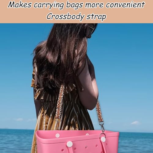 Image of Handle Wrap and Crossbody Strap Replacement for Bogg Bag, Neoprene Handle Wrap and 29.53-51.18in Adjustable Crossbody Purse Wide Shoulder Guitar Strap for Beach Bag Accessory(Leopard Pattern Style)