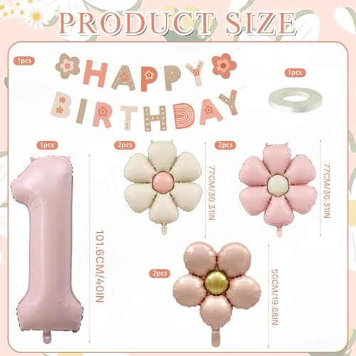 Miniatura 2 de 8 Piezas Globos Cumpleaños 1 Año Niña, Decoración Cumpleaños Margaritas, Globos Florales Cumpleaños, Globos Papel Margarita Para Primer Cumpleaños Para Niña, Baby Showers