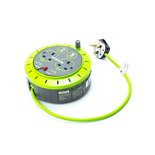 STATUS 2 Socket Cable Reel, 5m Green Extension Lead, 13A with Thermal Cut Out, Heavy Duty Outdoor Extension Lead, S5M13ACR3 - Image 5