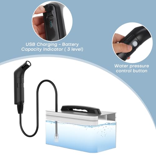 Iriisy Reise Bidet Elektrisch, 2.3 Liter Tragbares Bidet 2 Modus Hochdruck Faltbare Mobiles Handbrause mit Wasserspeicher für Männer Frauen Persönliche Reinigung Reisen Outdoor
