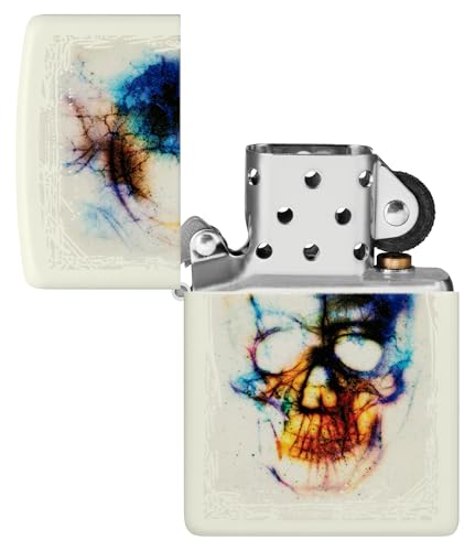 Image of Zippo Skull Print Design Glow in The Dark Matte, Windproof Pocket Lighter, Without Fuel and Gas