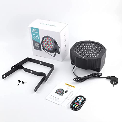 U`King 4 Pack RGB LED Par Strahler, 36 LED Bühnenlicht Partylicht mit Fernbedienung, Discolicht Scheinwerfer Bunt Beleuchtung für Moving Head DJ Party Show Bar Nebelmaschine Halloween Weihnachten
