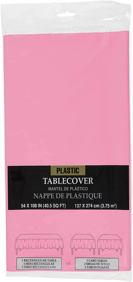 JAM Paper Rectangular Plastic Table Cover - 54 x 108 Inches - Baby Pink Pastel - 1 Tablecloth/Pack