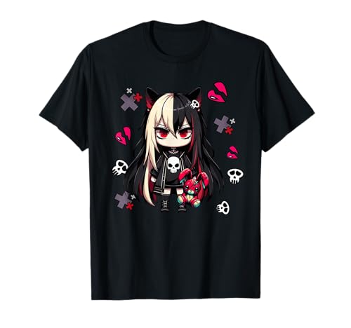 Chibi Kawaii Emo Pastel Gótico Chica Japonés Espeluznante Anime Camiseta