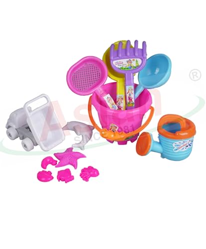 Image of Asian Royal Beach Set Sand Toys Castle Play Set with Fish, Crab, Star Fish, Fish, Dump Truck, Moulds for Kids & Toddlers, Useful for Gardening & Outdoor Tool Kit (JCB Construction Theme)