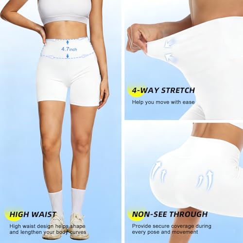 Image of FULLSOFT High Waisted Biker Shorts for Women-5 inch Tummy Control Fitness Athletic Workout Running Yoga Gym Shorts