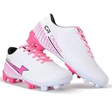 Chuteira Campo Cronos Masculino Feminino Adulto Sola Costurada Coonfortável Leve (Branco/Rosa, BR, Adulto, Numérico, 35)