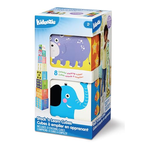 Image of Kidoozie Stack N' Learn Cubes - Build a 30 Inch Giraffe with These Colorful Learning Cubes for Ages 2+ - Stack, Nest, Sort, & Learn Your ABCs & 123s!