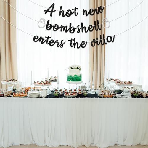 Image of A Hot New Bombshell Enters the Villa Banner - Bachelorette Party Decorations Black Glitter
