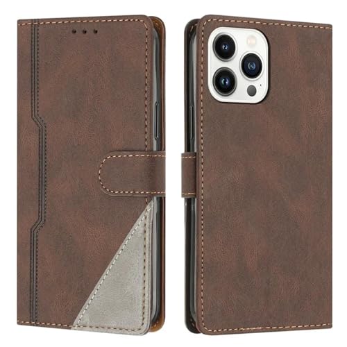 Housse cuir iPhone 15 Pro Max marron avec porte-carte et support