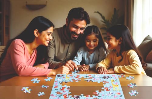 Image of Wildlife Animal Floor Puzzle | Jumbo Wooden Jigsaw Puzzle with Flash Cards for Kids | Fun Facts Animal Puzzles, Educational Toys, Gift Toys for Ages 4+| Puzzle & Scrabble Game for Kids