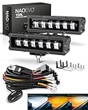 NAOEVO 6 inch 3 Modes (White/Amber/White&Amber) LED Light Bar and Dual Relay 2 Leads Wiring Harness Combo
