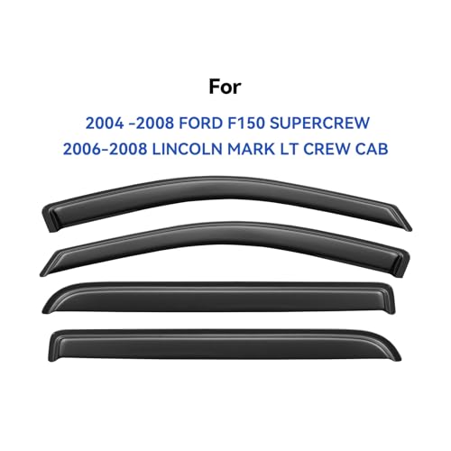 Image of Window Visors Rain Guards for 2004 2005 2006 2007 2008 Ford F150 SuperCrew, Out-Channel Window Vent Wind Deflectors Visors Shades for 06 07 08 Lincoln Mark LT