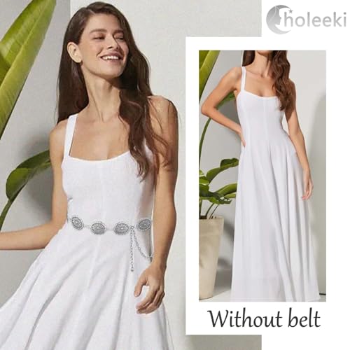 Women Concho Chain Belt Metal Link Western Cowgirl Turquoise Waist Chain Belts for Dress Jeans2