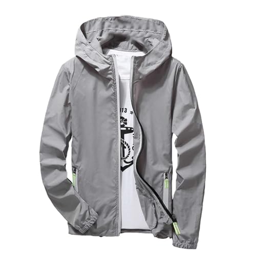 Men's Windbreaker Jacket Lightweight Zipper Outdoor Hooded Jacket Hiking Cycling Sports Coat With Pocket