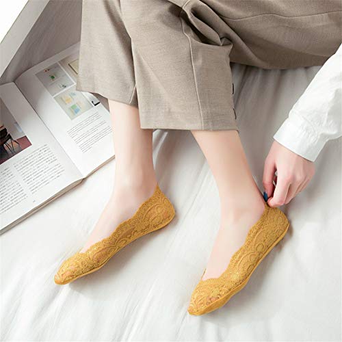 Women's No Show Socks Lace Low Cut Flat Invisible Liner Socks With 360° Heel Grip Non Slip Summer Sock 3/5 Pairs (Style 1) #TOP3
