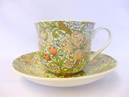 Gift Boxed William Morris Golden Lillly Jumbo Cup and Saucer