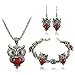 Produktbild Toporchid Vintage Türkis Eule Halskette Ohrringe Armband dreiteilige Set Dekoration (rot)