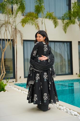 Image of ANNI Designer Women's Rayon Blend Anarkali Printed Kurta with Pant & Dupatta | Ethnic Kurta Pant Dupatta Set for Women | Traditional Indian Wear Outfit
