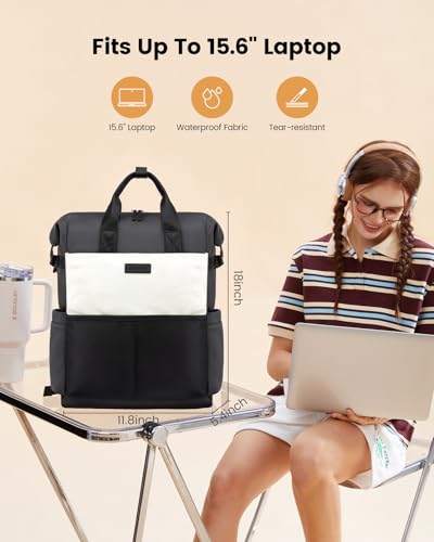 LOVEVOOK Laptop Backpack for Women, 15.6 Inch Teacher Backpack for Work Travel for School College Bookbag for Teen Girls Waterproof Computer Bag Purse Nurse Business の商品画像 3