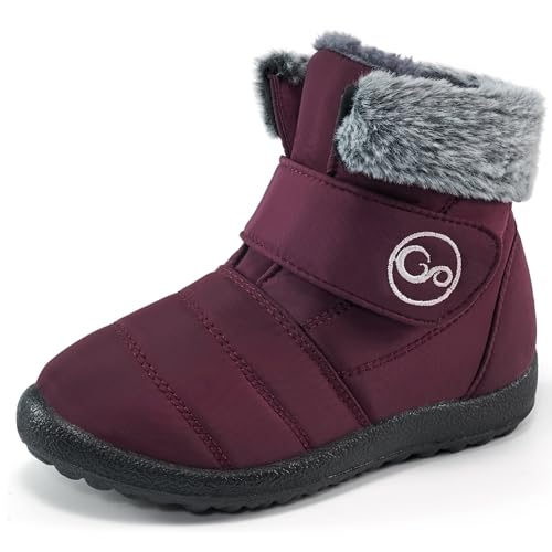 FUDYNMALC Girls Boys Winter Snow Boots - Comfortable Warm Toddler Winter Shoes Waterproof Lightweight Kids Ankle Booties Outdoor Walking