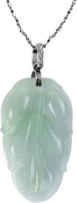 Dahlia Leaf Jade Necklace, Real Grade A Certified Burma Jadeite for Grace and Prosperity